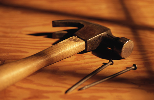 Hammer on a table