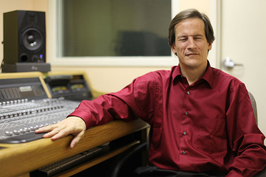 Rick Boggs sits in his studio.