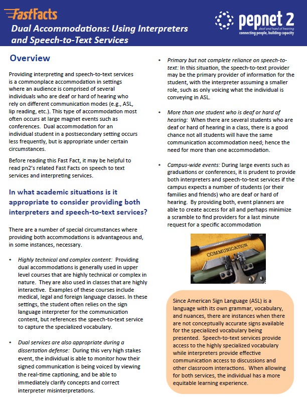 Dual Accommodations: Using Interpreters and Speech-to-Text Services