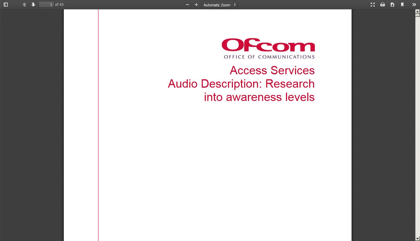 Audio Description: Research Into Awareness Levels