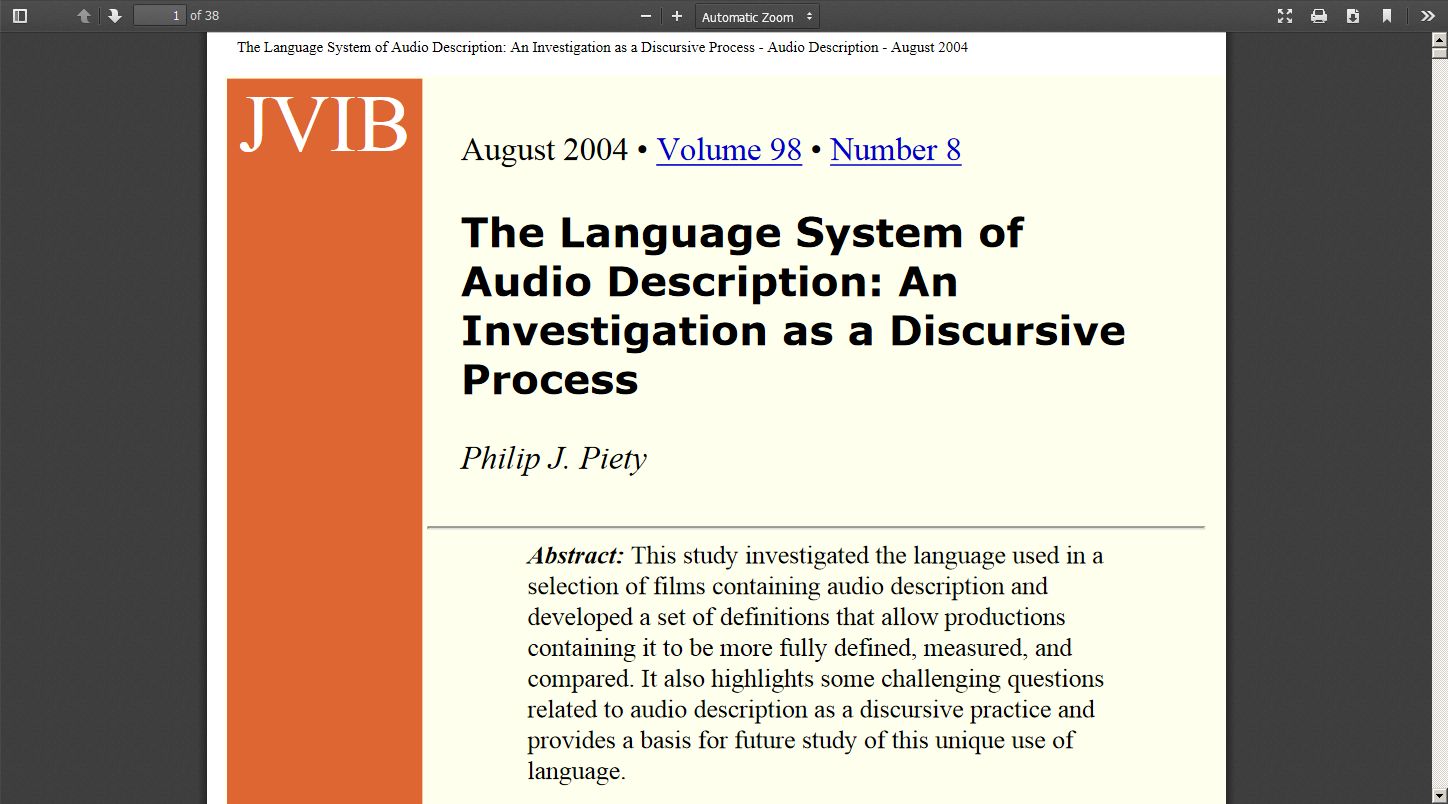 The Language System of Audio Description: An Investigation as a Discursive Process