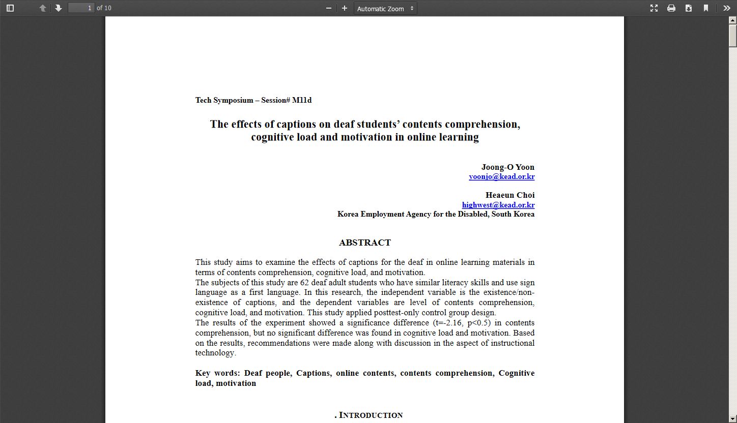 The Effects of Captions on Deaf Students' Content Comprehension, Cognitive Load, and Motivation in Online Learning