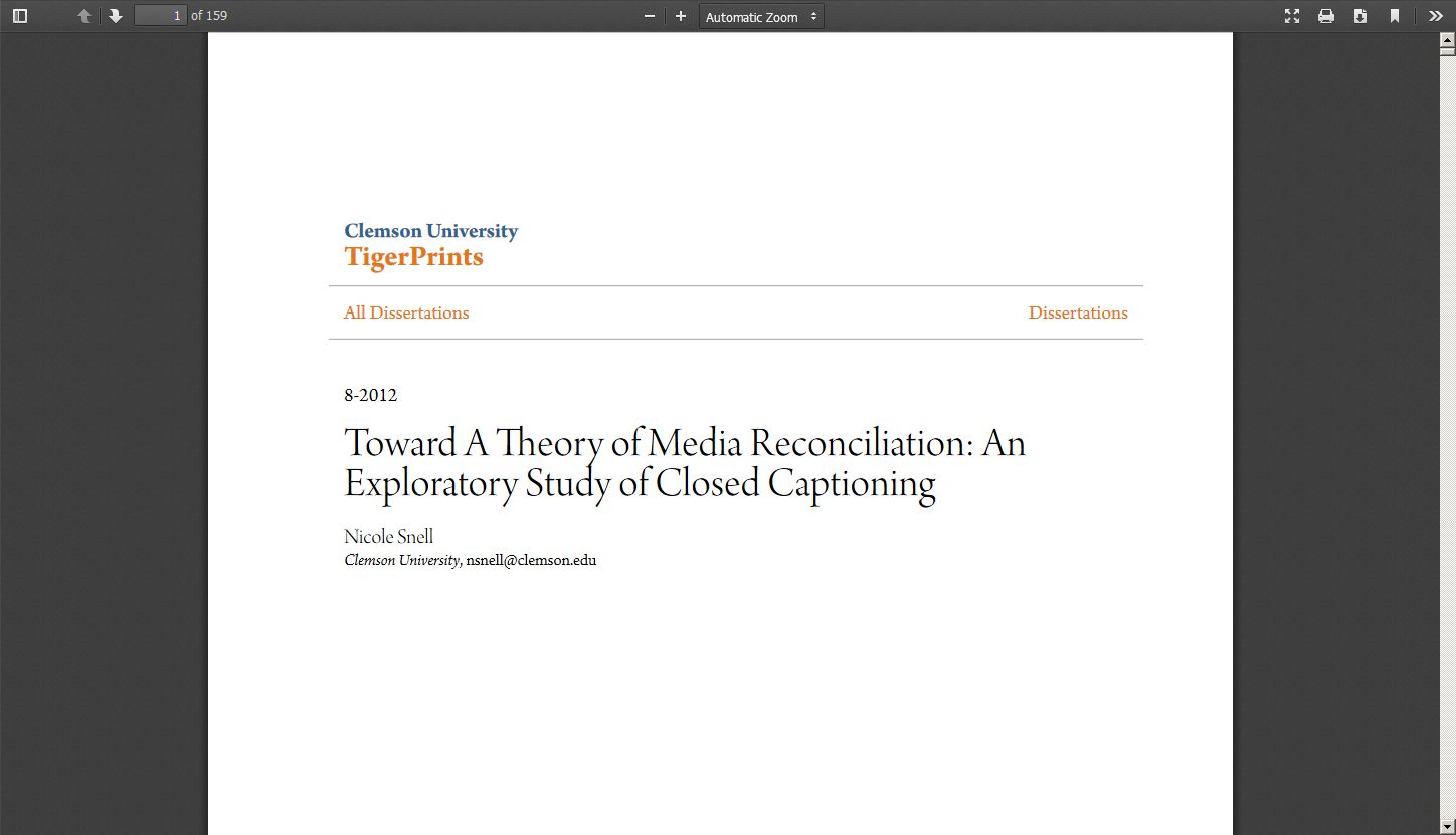 Toward a Theory of Media Reconciliation: An Exploratory Study of Closed Captioning